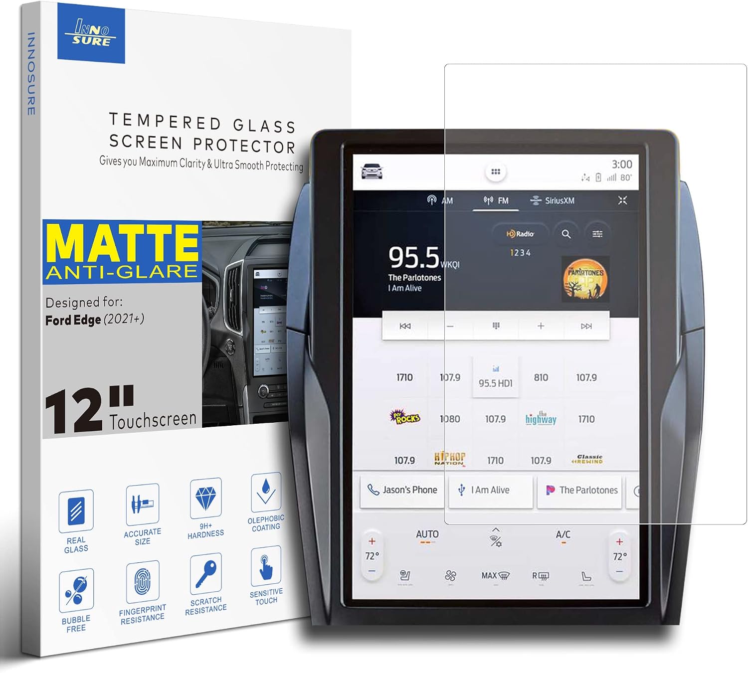 [Anti Glare] Tempered Glass Screen Protector for 2021/2022/2023/2024 Ford Edge SE/SEL/ST-Line/Titanium/ST 12 Inch Touchscreen [9H] [Anti Fingerprint] (Matte)