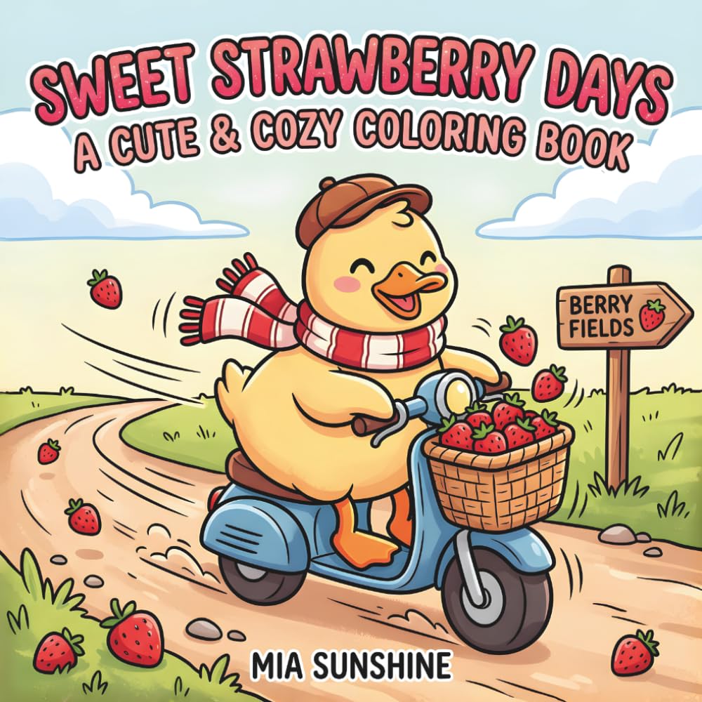 Sweet Strawberry Days – A Cute & Cozy Coloring Book: A Simple and Relaxing Strawberry-Themed Coloring Adventure with Cozy Scenes and Whimsical Fun