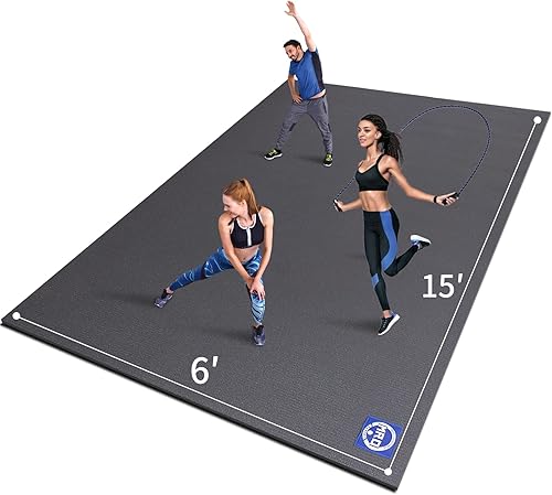 MRO Extra Large Exercise Mat For Home Gym, 15'x6'/12'x6'/9'x6'(7mm) Workout Mats for Gym Flooring, Non-Slip, Extra Thick Durable Cardio Mat, Ideal
