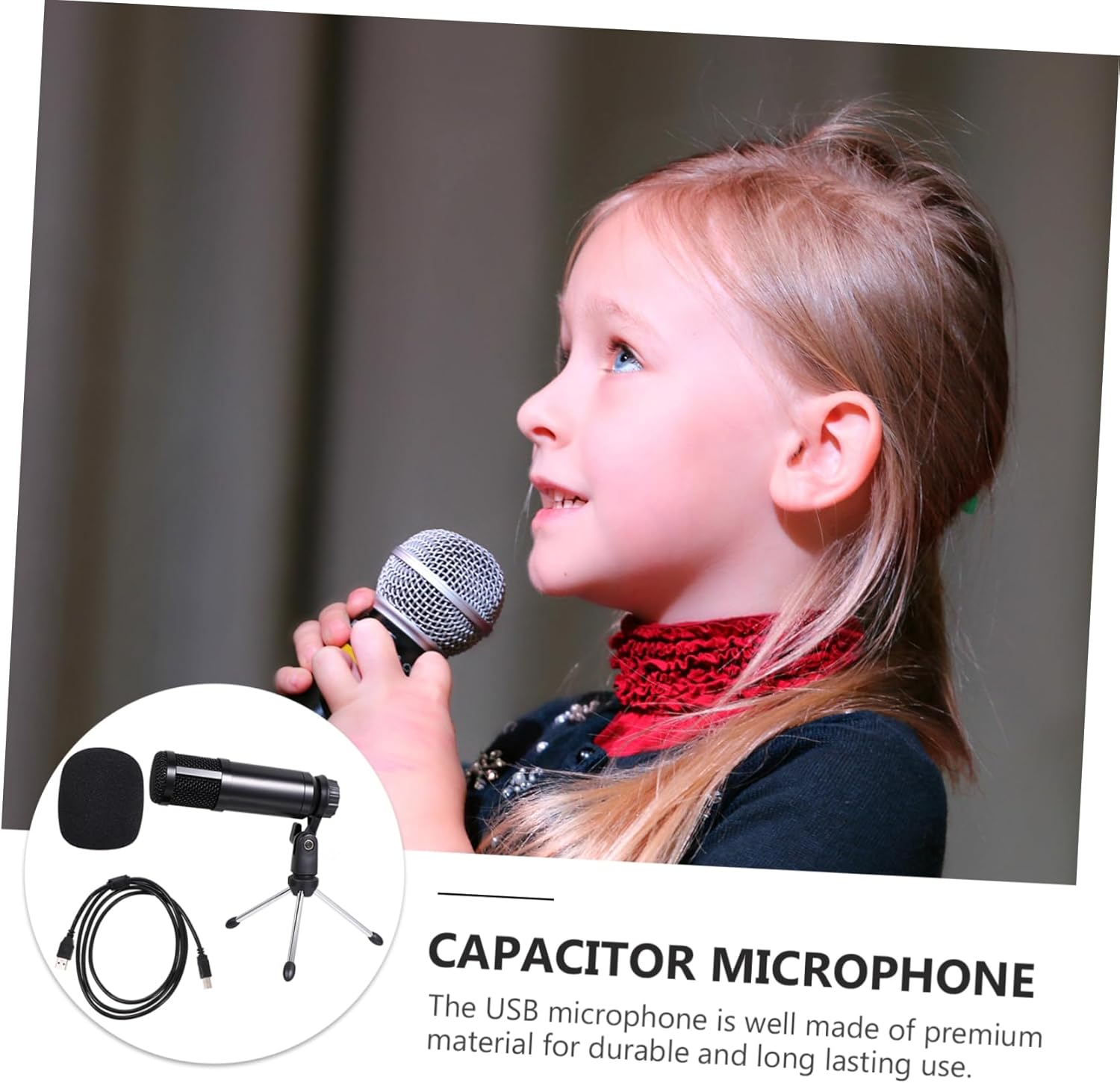 BM800 USB Condenser Microphone Kit with Tripod Stand Pop Filter 5-Piece Set for Computer Recording Live Streaming Podcasting and Gaming