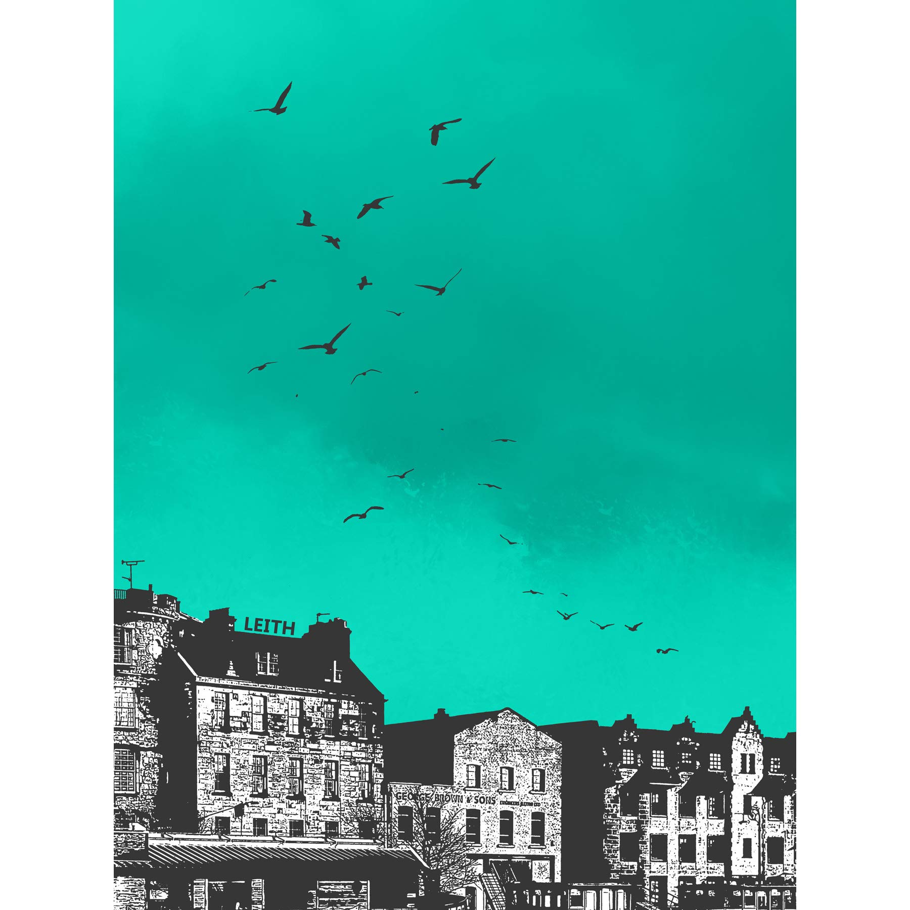 Wee Blue Coo Rooftop Birds Leith Large Wall Art Print 18X24