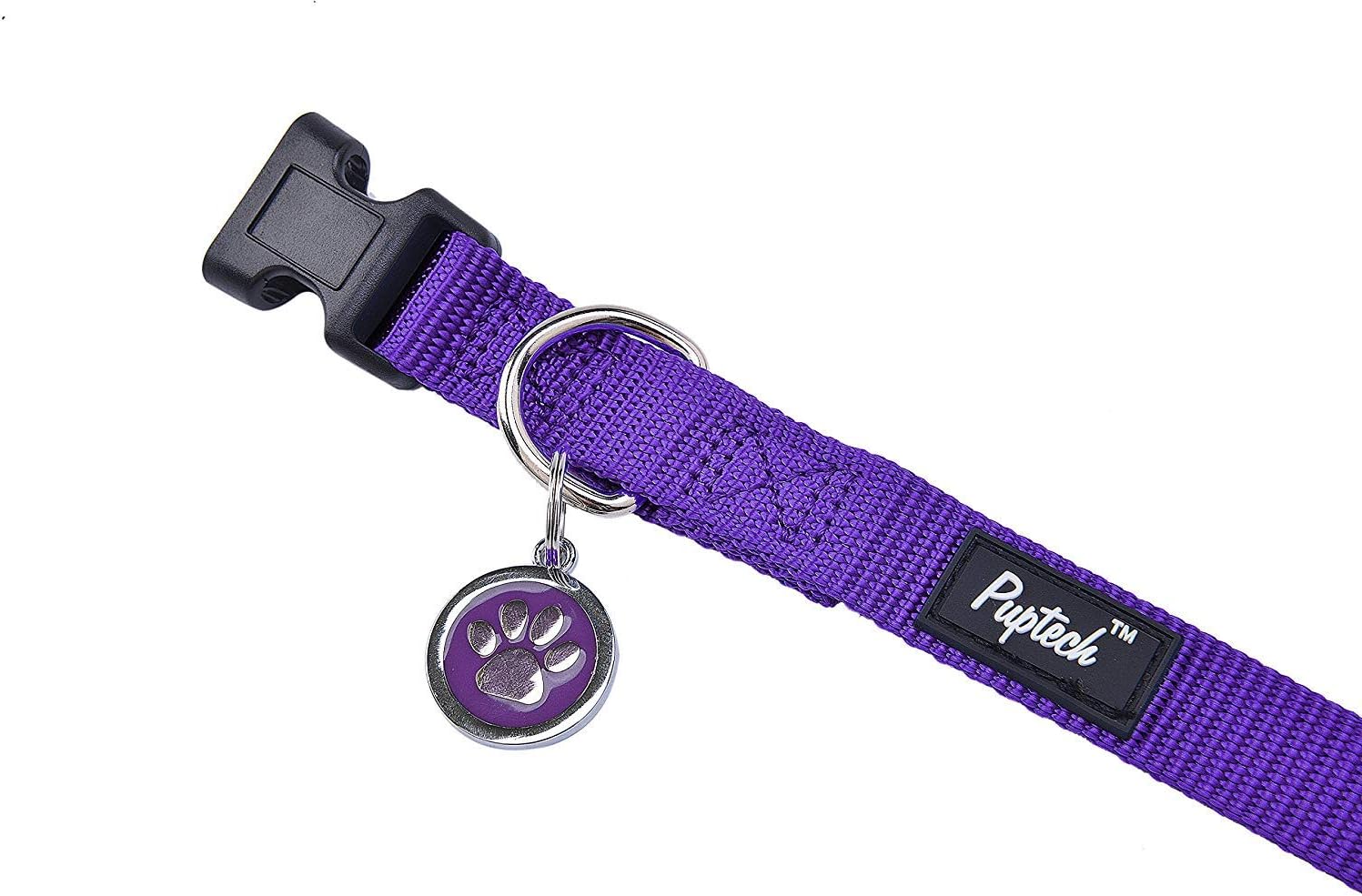 Large Dog Collar Nylon Adjustable with ID Tags for Medium Big Pets 14.5"-20" PUPTECK