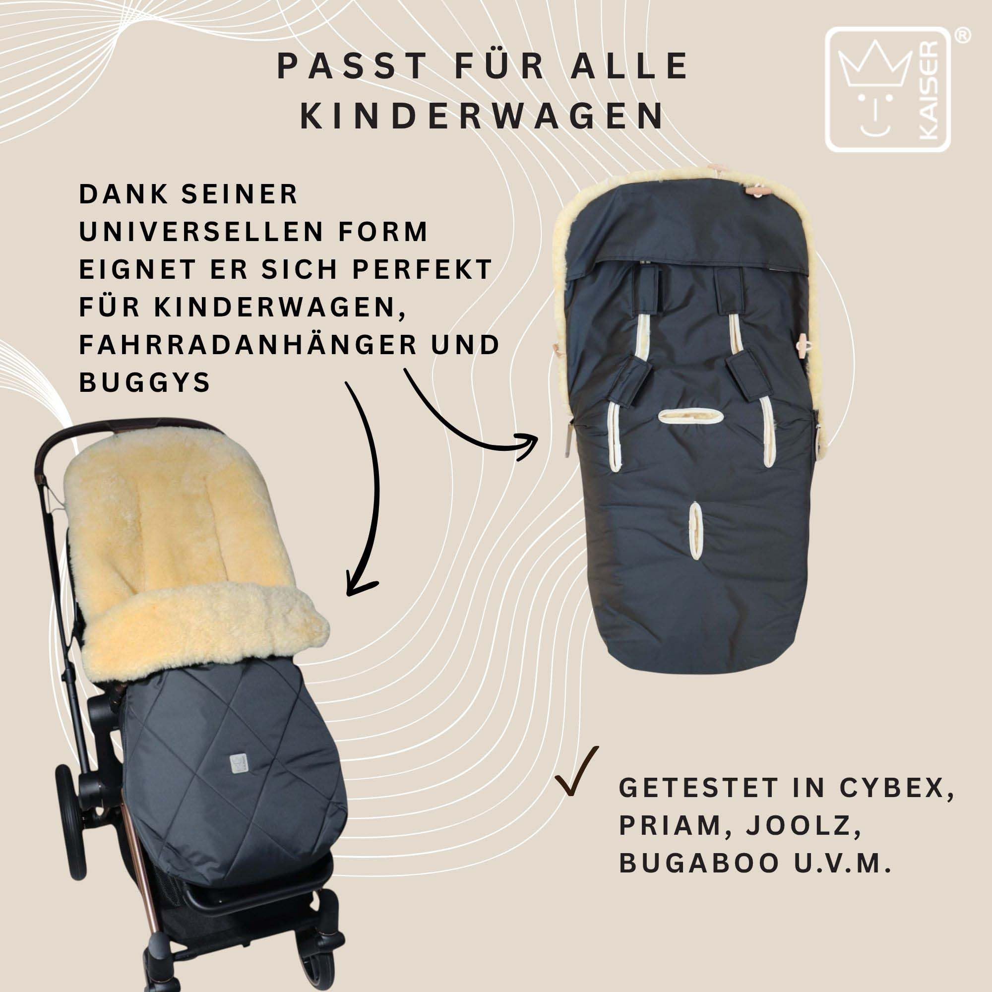 Kaiser Coosy Lammfell Kinderwagen Fußsack, 85 x 45 cm, Universal Passform (anthracite)