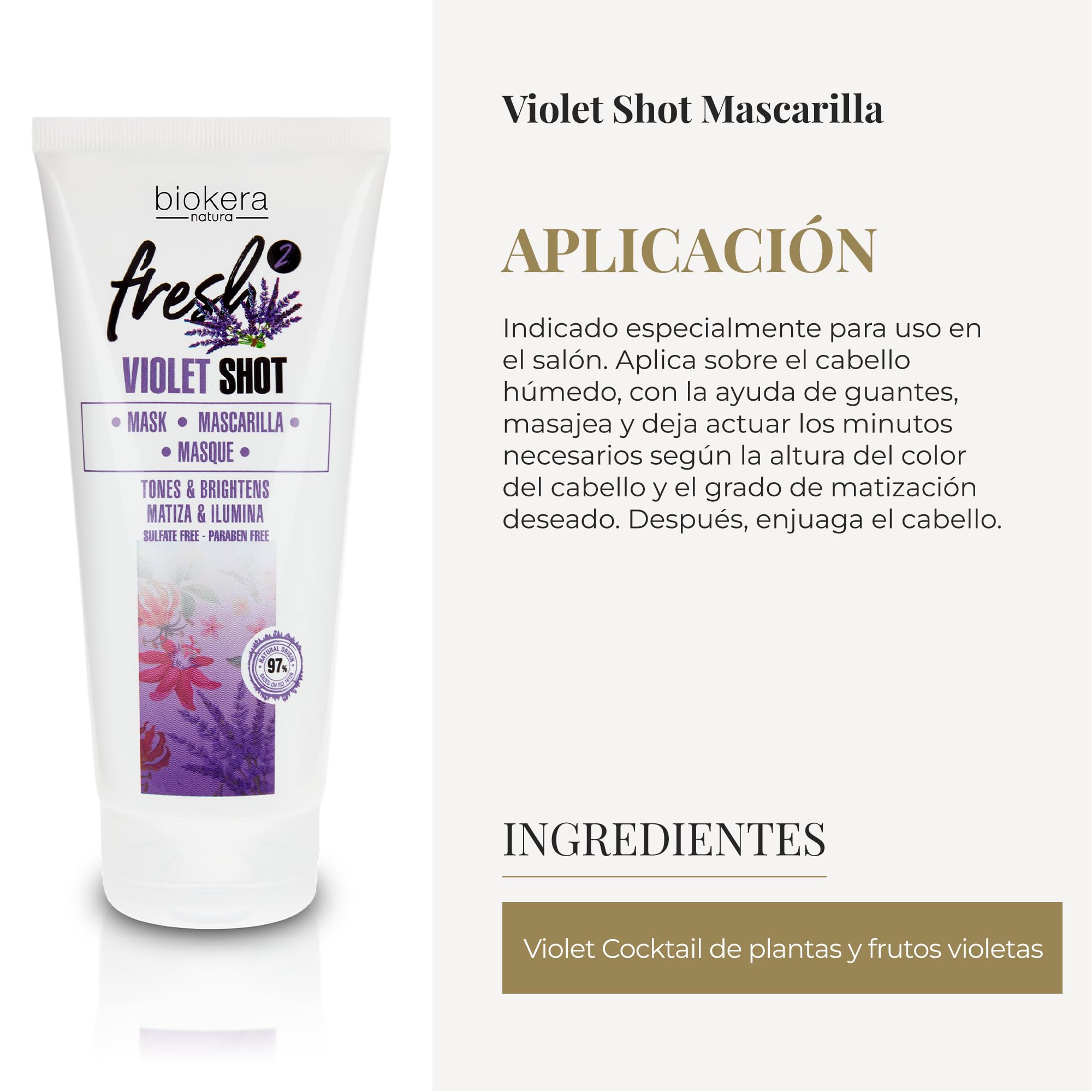 Biokera Fresh Violet Shot Mascarilla Matizadora 200 ml para Cabellos Rubios