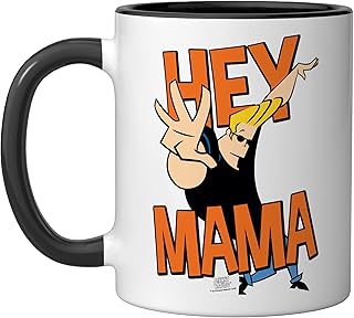 Johnny Bravo Hey Mama Ceramic Mug, Black/White