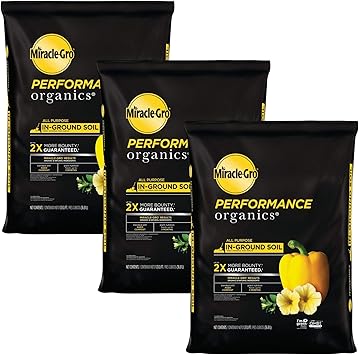Miracle-Gro 3 Pack Performance Organics All Purpose In-Ground Garden Soil with Organic and Natural Ingredients, Feeds Vegetables, Flowers and Herbs for Up to 3 Months, 1.3 cu. ft.
