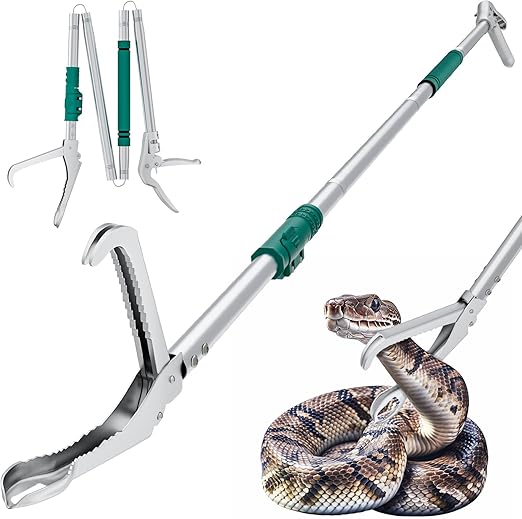 69" Snake Grabber Tool – Heavy Duty Locking Reptile Tongs for Rattlesnakes, Long Reach Folding Snake Catcher for Outdoor, Garden, and Emergency Use