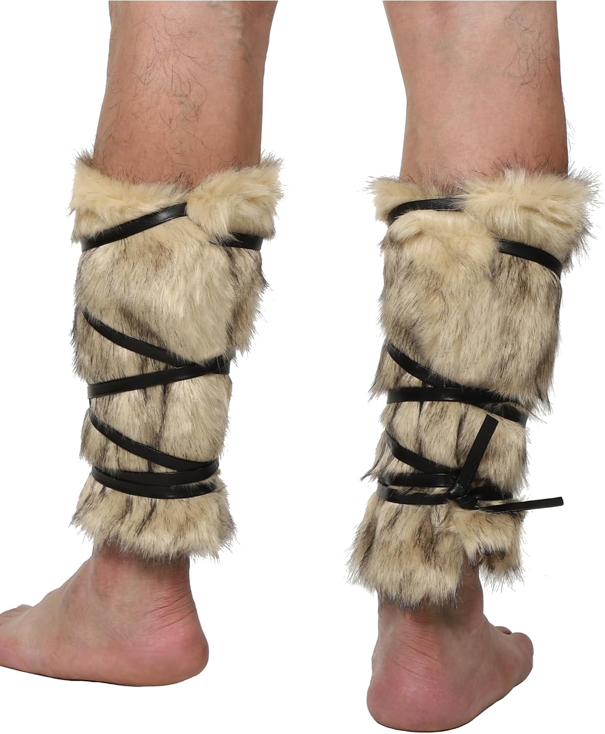 Viking Fur Leg Warmers Furry Boot Cuffs Covers Toppers Cosplay Warrior Costume Accessory for Women Men - Image 6