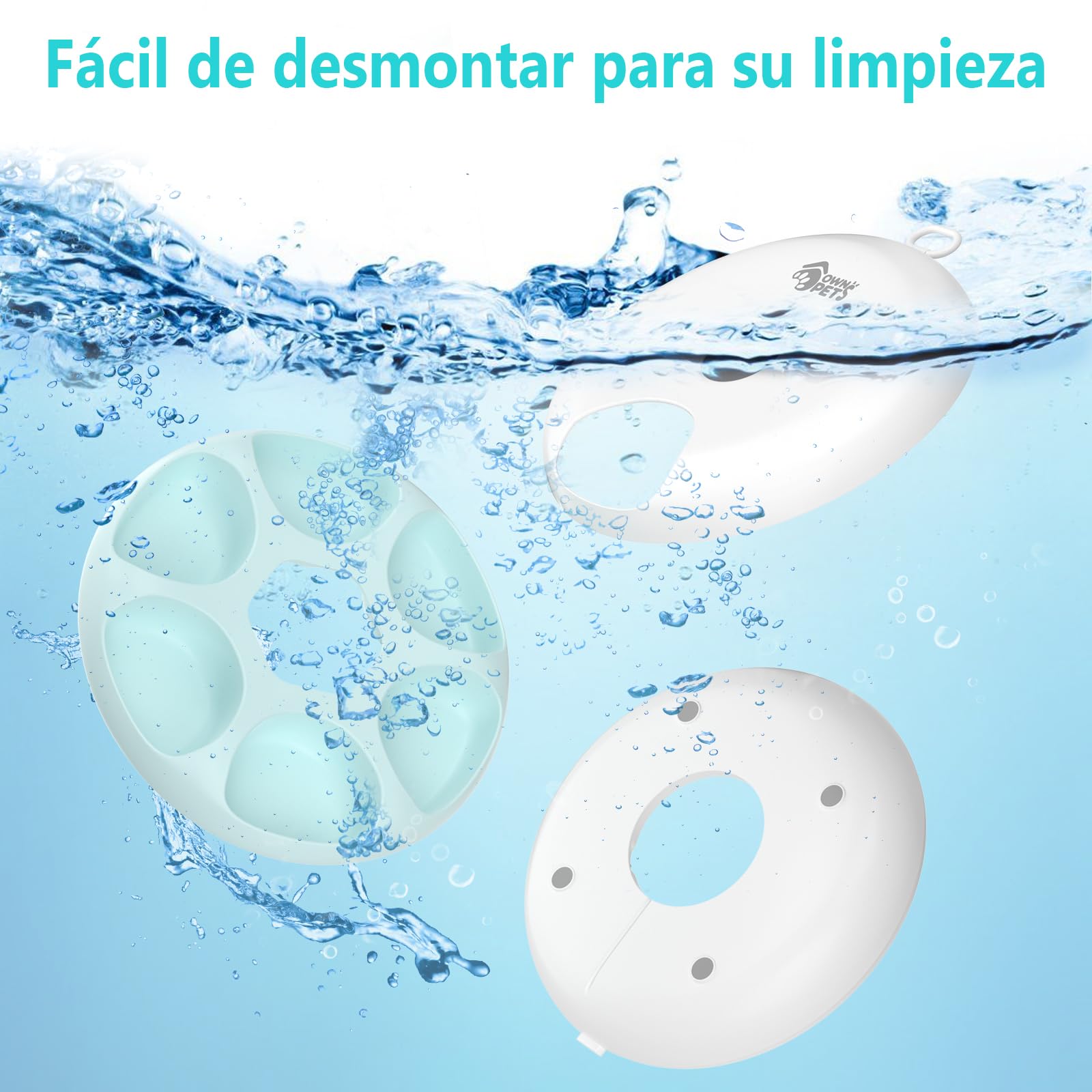 Ownpets Comedero Automático para Gatos y Perros, Dos Paquetes de Hielo para Mantener Comida Fresca, Temporizador Programable, 6 Comidas, Alimentación USB, para Comida Seca y Húmeda, Blanco