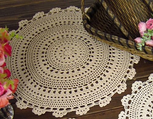 Vista 11 de Laivigo Manteles individuales redondos de encaje de algodón hecho a mano, 2 unidades, 10 pulgadas, color blanco