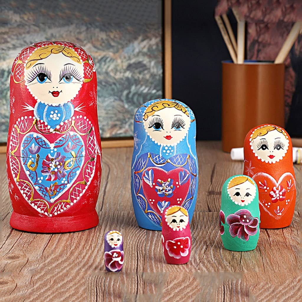 WOONEKY Muñecas Matrioska Rusas De Madera – Set De 5 Piezas Pintadas A Mano, Decoración Y Juego