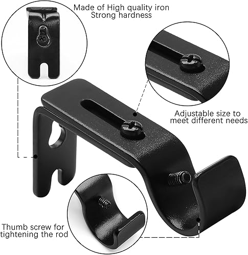 Miniatura 3 de 4 soportes para barra de cortina ajustables y resistentes, de 58 a 34 pulgadas de diámetro, soporte de pared para cortinero de alta resistencia,