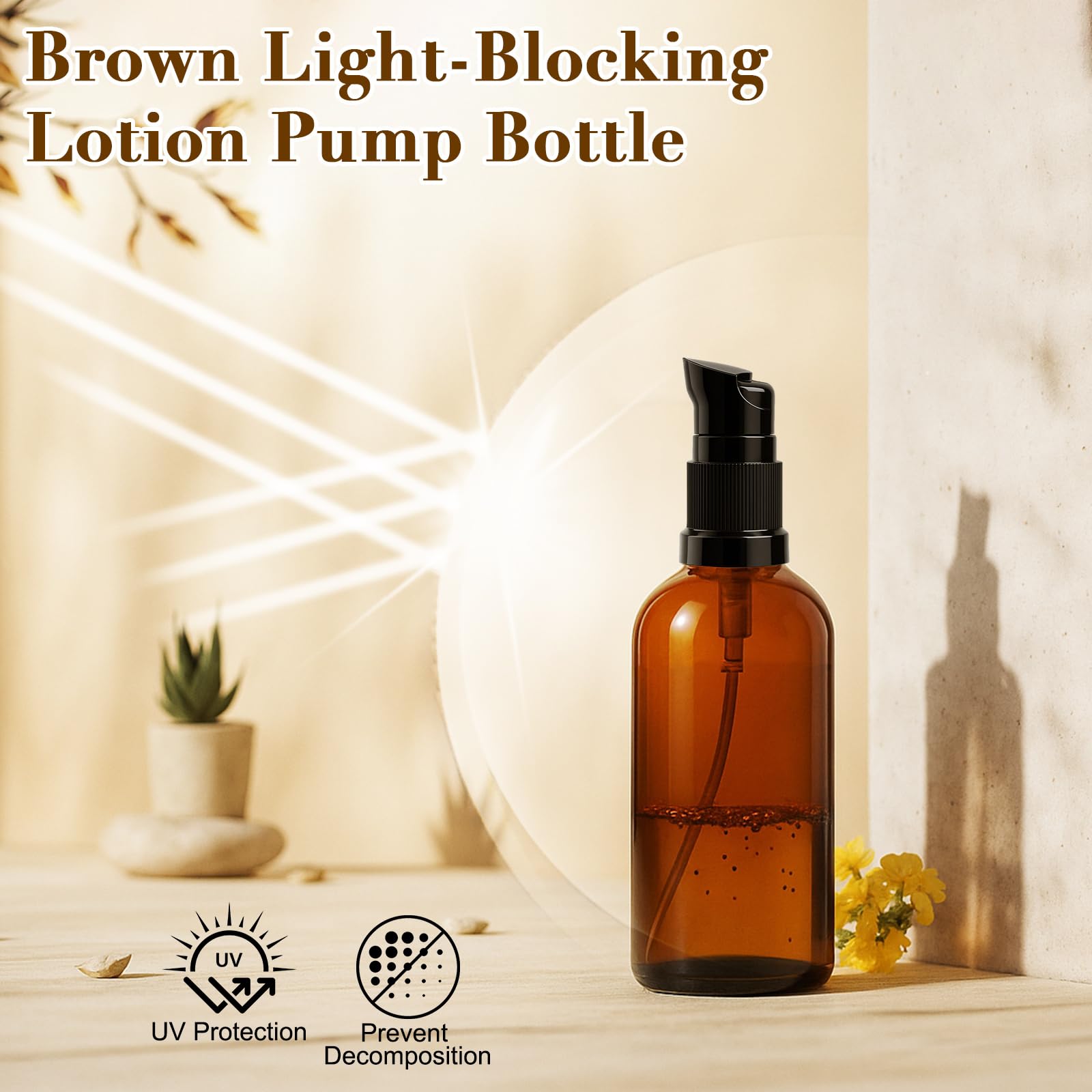 Oputec 20 x 50ml pompflessen - bruine glazen crèmespender
