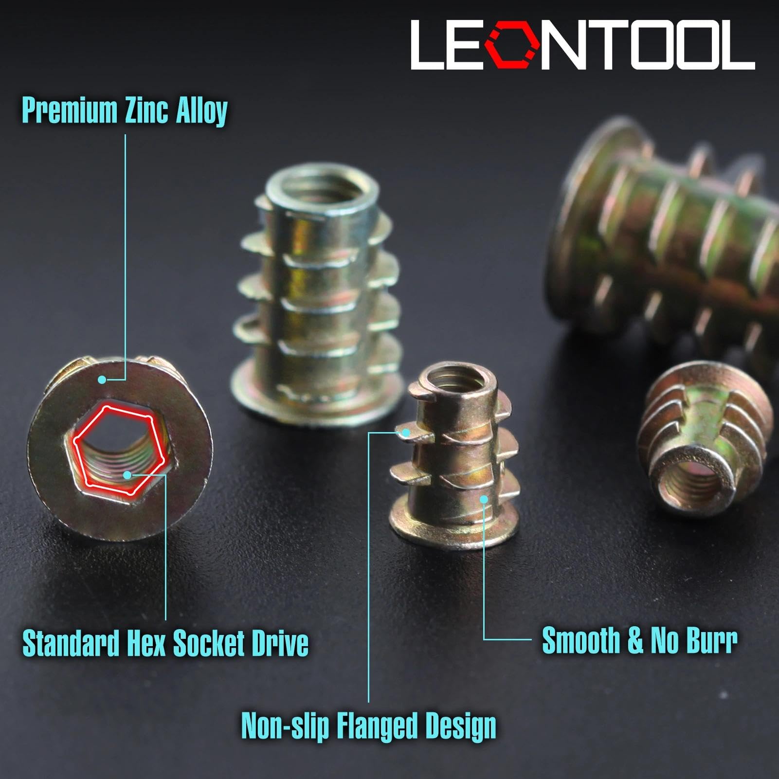 LEONTOOL Threaded Inserts for Wood 170PCS 6 Sizes M4 M5 M6 M8 Wood Inserts Assortment Kit - Image 4
