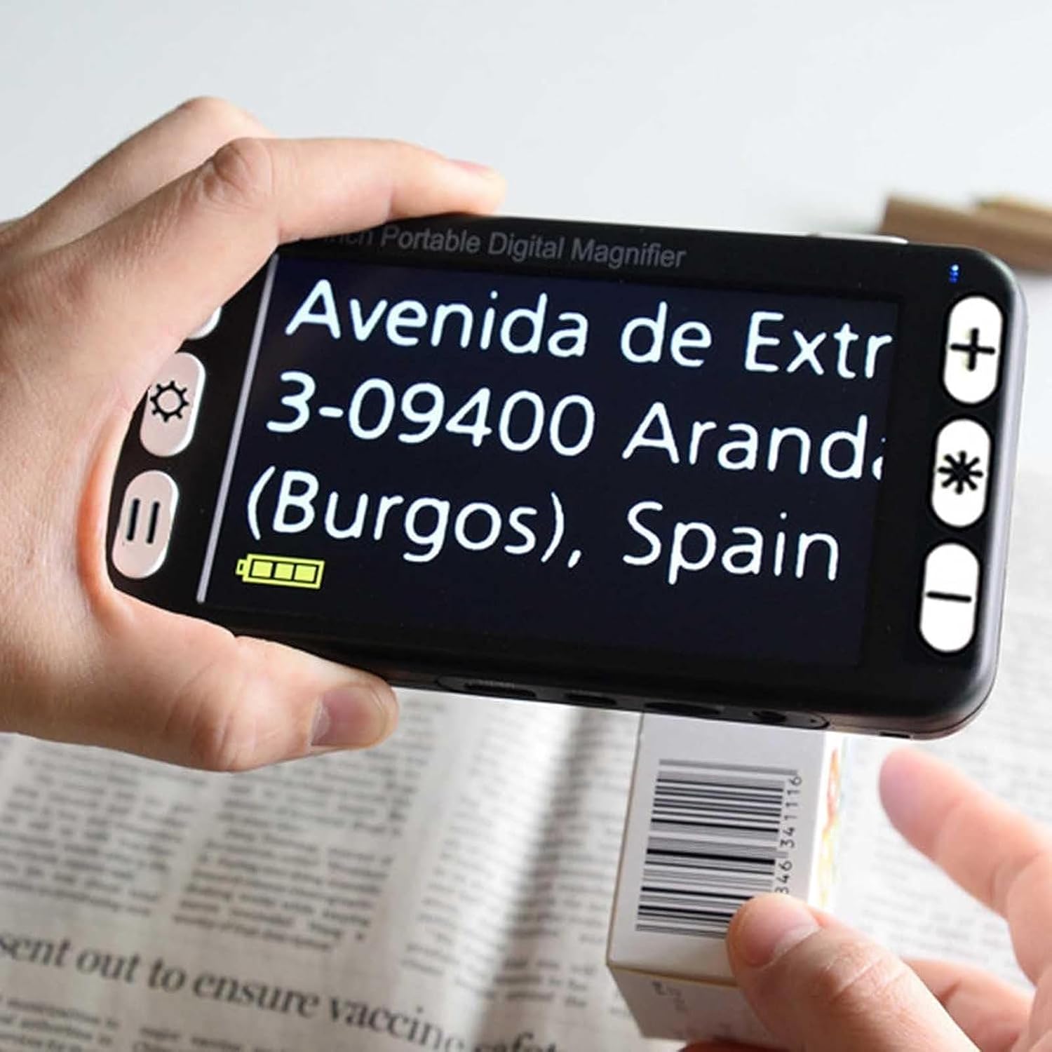 Electronic ng Aid Portable Digital Magnifier, 5 Inch Foldable Handle, Autofocus Far & Near Camera Lens, 2X-48X Zoom, Video Magnifier for Low Vision & Visually Impaired