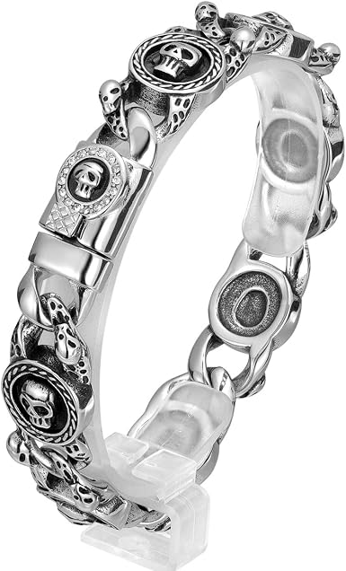 ROWIN\u0026CO Men's Skull Chain Bracelet 