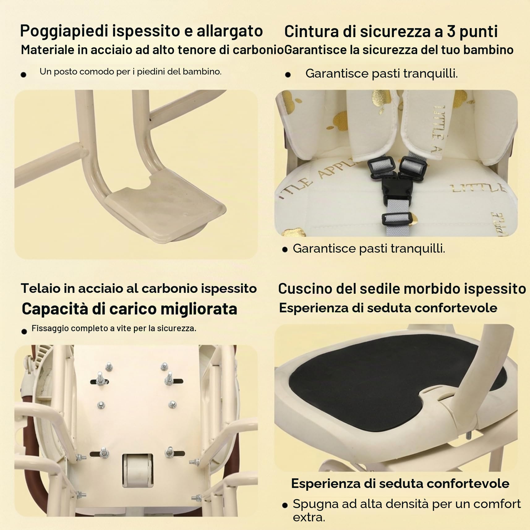 Seggiolino per Bici per Bambini Seggiolino per Bici per Bambini Sicuro e Confortevole per Posteriore con Design Pieghevole reclinabile Regolabile per riporlo Facilmente Beige
