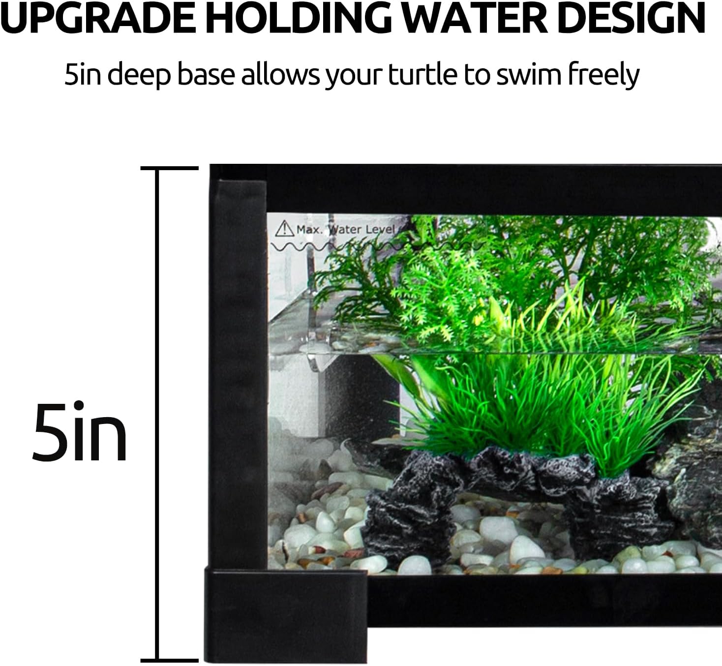 REPTIZOO 18 Gallon Turtle Tank Aquarium, 30"×12"×12" Tortoise Habitat Water-Land Ecological Turtle Tank with Drainage System Aquatic Aquarium