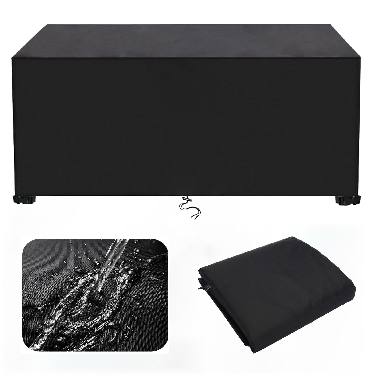 Housse Table Exterieur 220x180x100 cm/LxlxH Imperméable Bache de Protection Mobilier Jardin 420D Oxford Housse Salon de Jardin Exterieur Rectangulaire, Noir