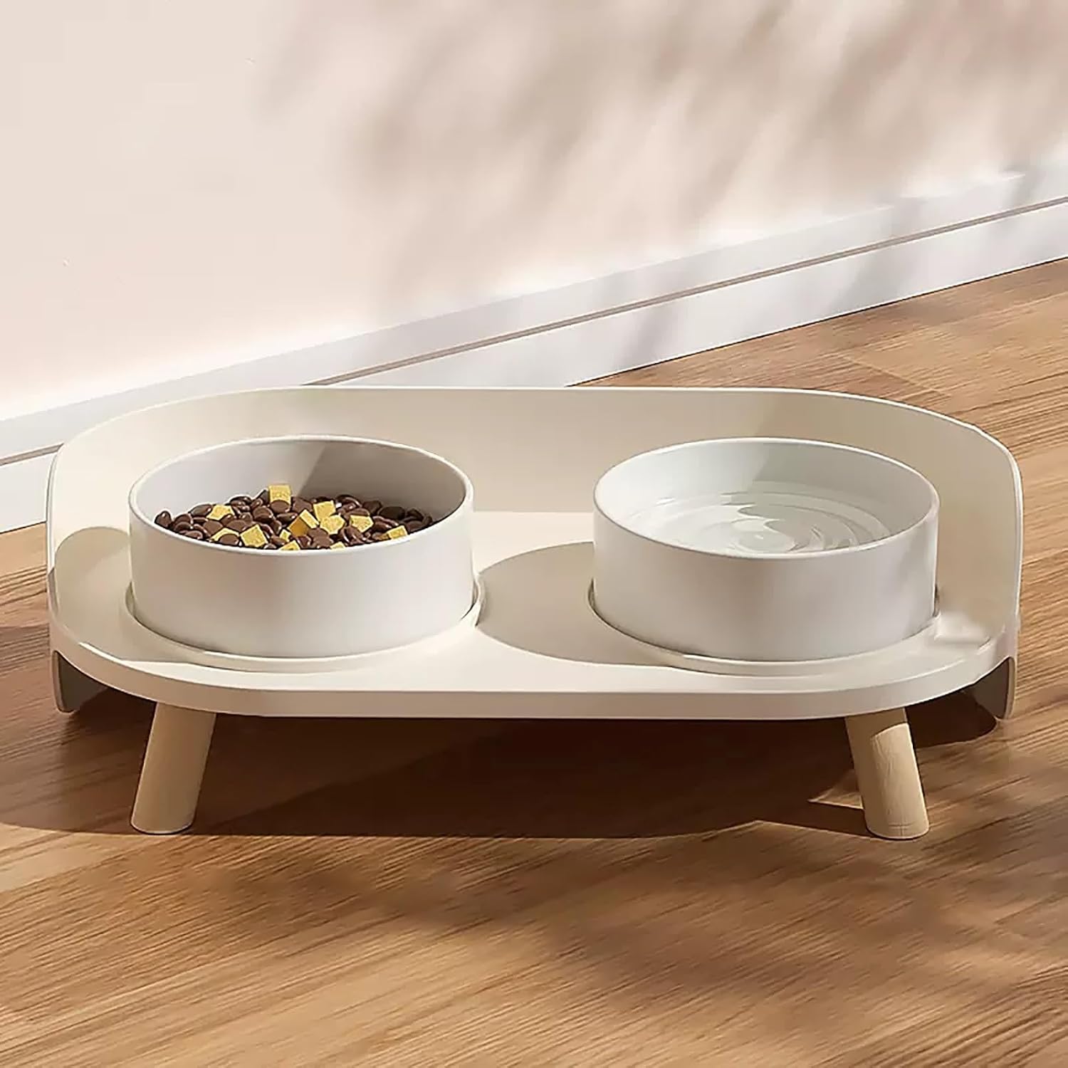 Ceramic Pet Bowl, Ceramic Pet Bowl Set for Cats and Dogs, Large Diameter Water Bowl, for Small Medium Sized, Pet Bowls (Color : White)