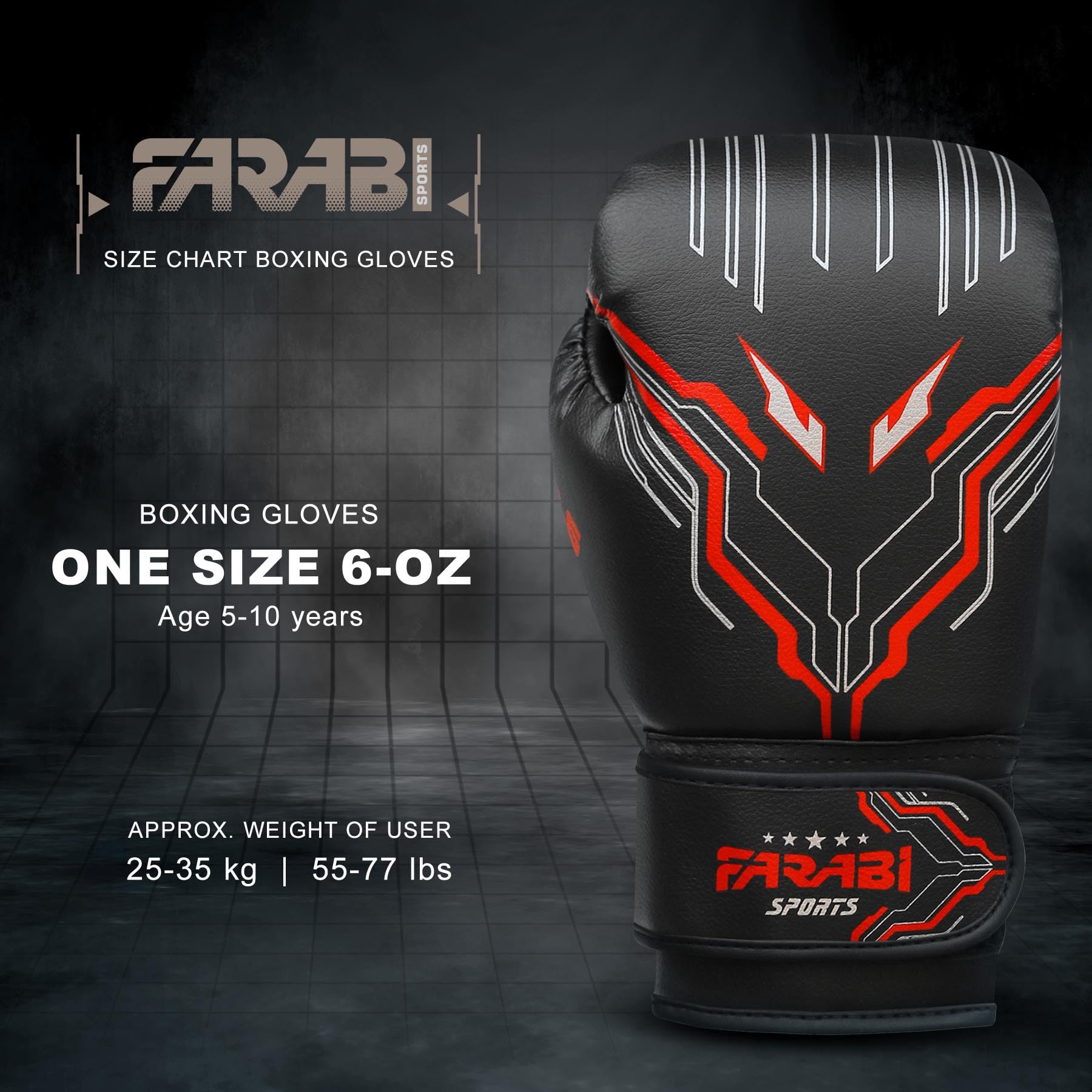 Farabi Sports guantoni boxe bambini Junior 6-oz per MMA, Muay Thai e sacco da boxe 5-10 anni