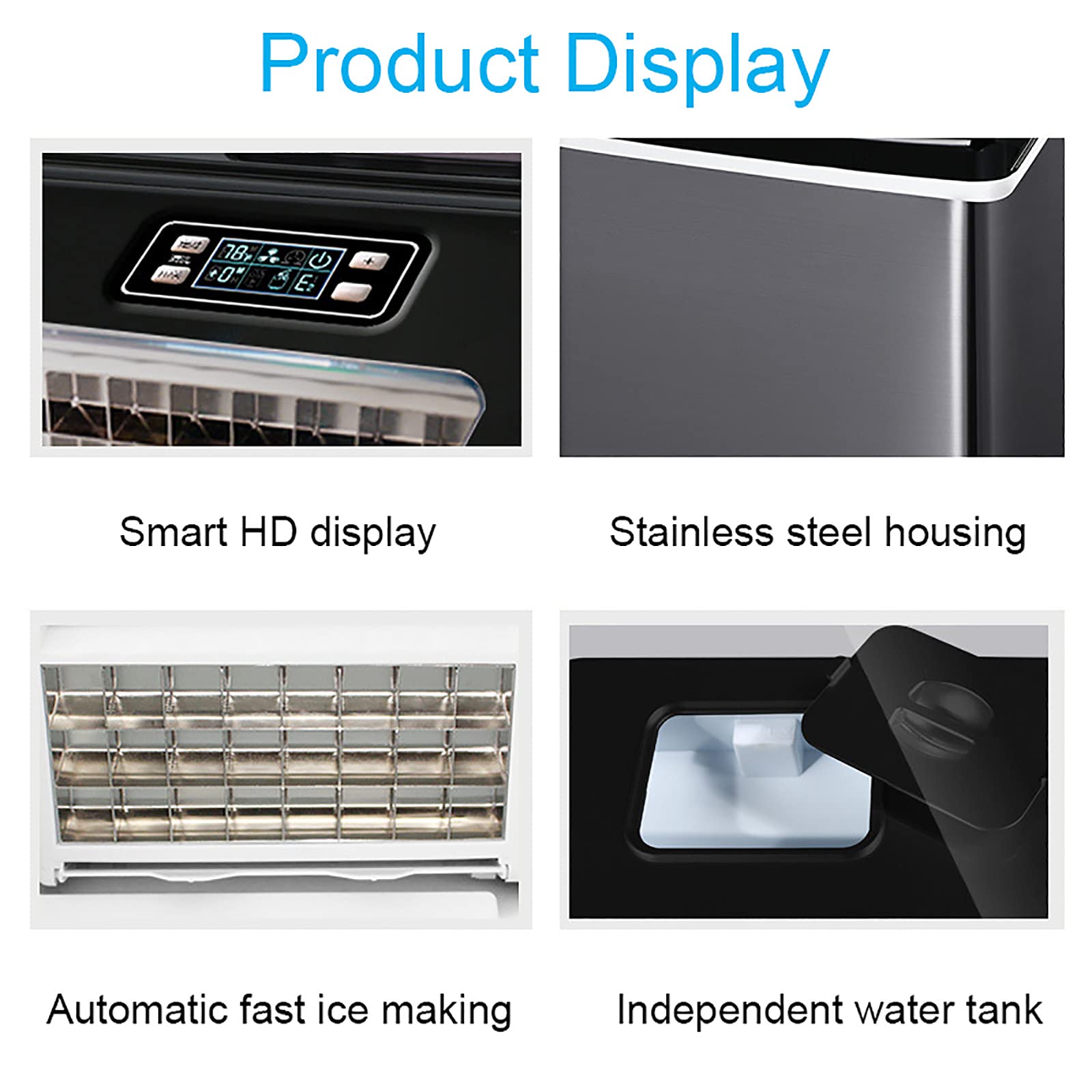 Ice Machine Countertop, Ready To Put Ice Cubes In 12-20 Minutes, 25kg Ice Cubes Every 24 S, Automatic Cleaning, Lcd Display, 2.2 Liters Water Storage With Shovel And Basket on Fridge.com - View 6
