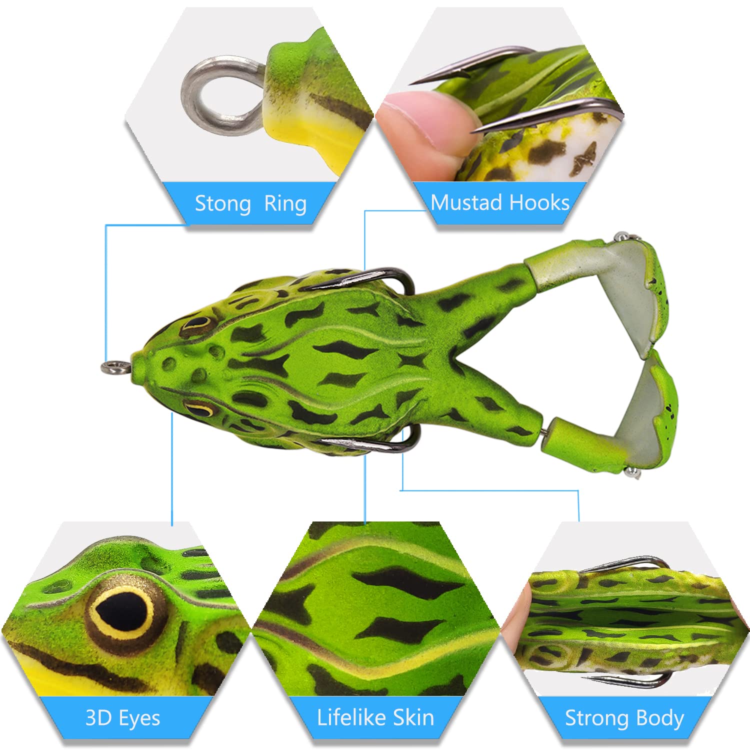 Leurre Grenouille Bite 'EM Solar Lures – Topwater Noir – Hameçon 3/0 – Neuf (USA)