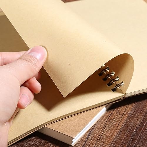 Miniatura 3 de Mtsooning Cuadernos de papel kraft sin forro, 100 páginas/50 hojas de 6.89 x 4.92 pulgadas, tapa marrón, cuaderno de bocetos, diario de notas,