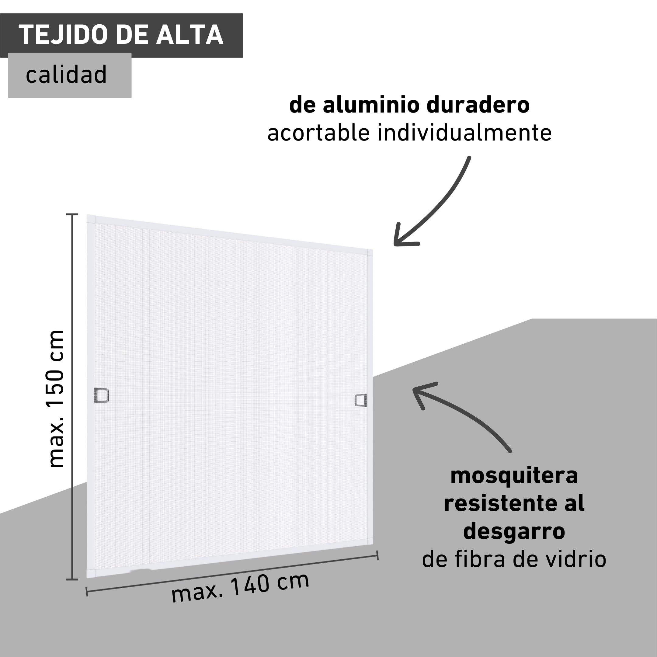 Windhager Mosquitera Marco Tensor Plus, mosquitera Marco de Aluminio para Ventanas 140 x 150 cm, Blanco, 04328