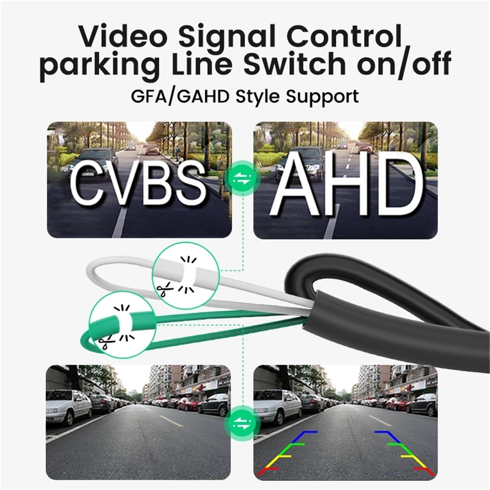 cámara de Marcha atrás para Coche para Vista Trasera HD AHD1080P de 170° para camioneta, cámara para Toyota, para Hilux, para revo 2015-2021(Key-GTD-CVBS Track)