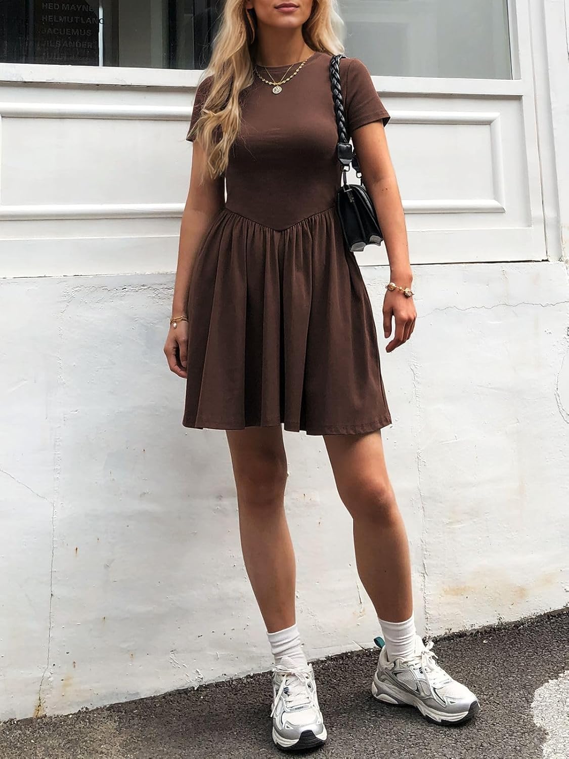 Womens Summer T Shirt Dress Short Sleeve Casual Mini Dresses Drop Waist Swing A Line Dress with Pockets - Image 4