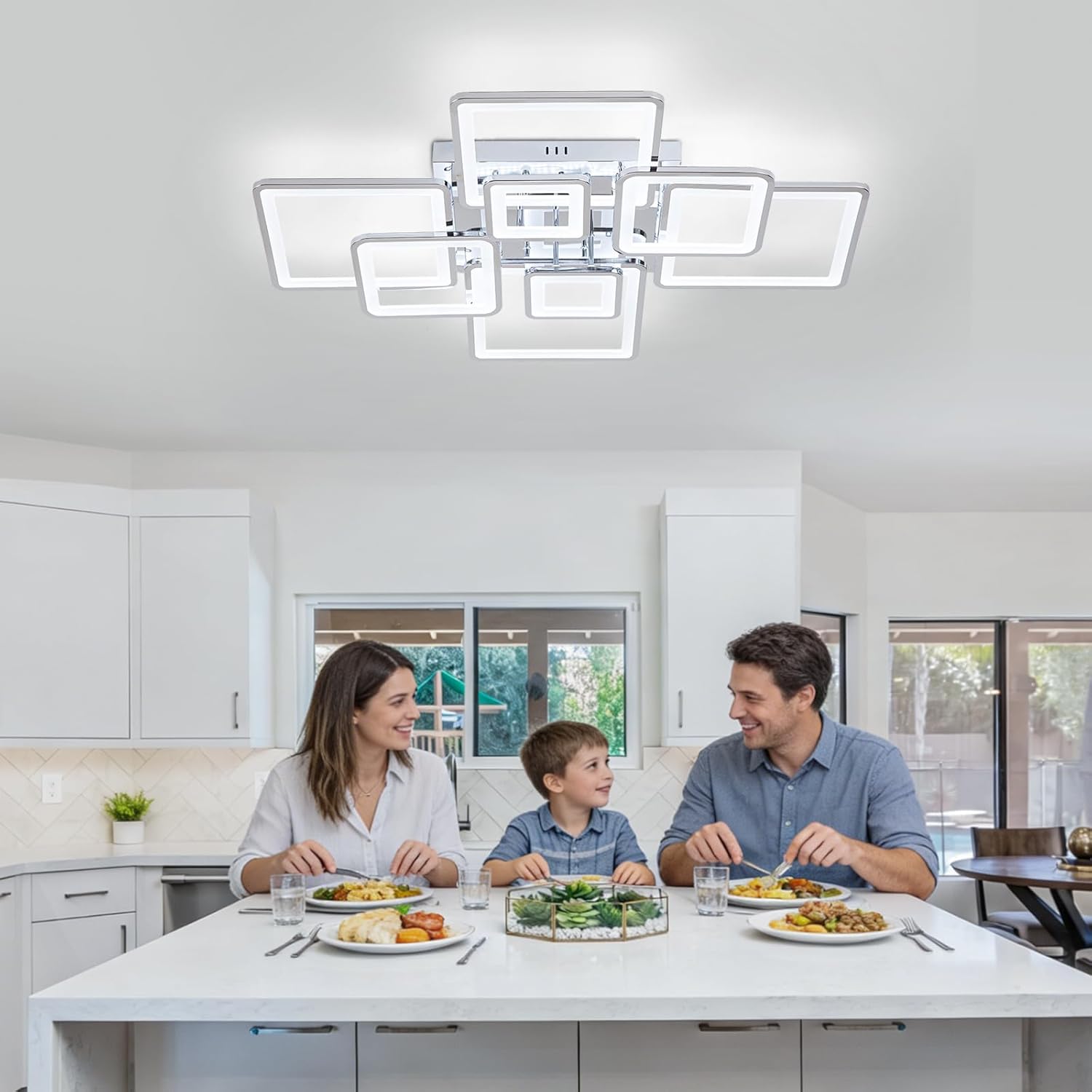Modern Ceiling Light Fixtures Dimmable Flush Mount Modern Led Ceiling Light with Remote Control, Acrylic Ceiling Lighting Fixture for Living Room Dining Room Kitchen Ceiling Lamp