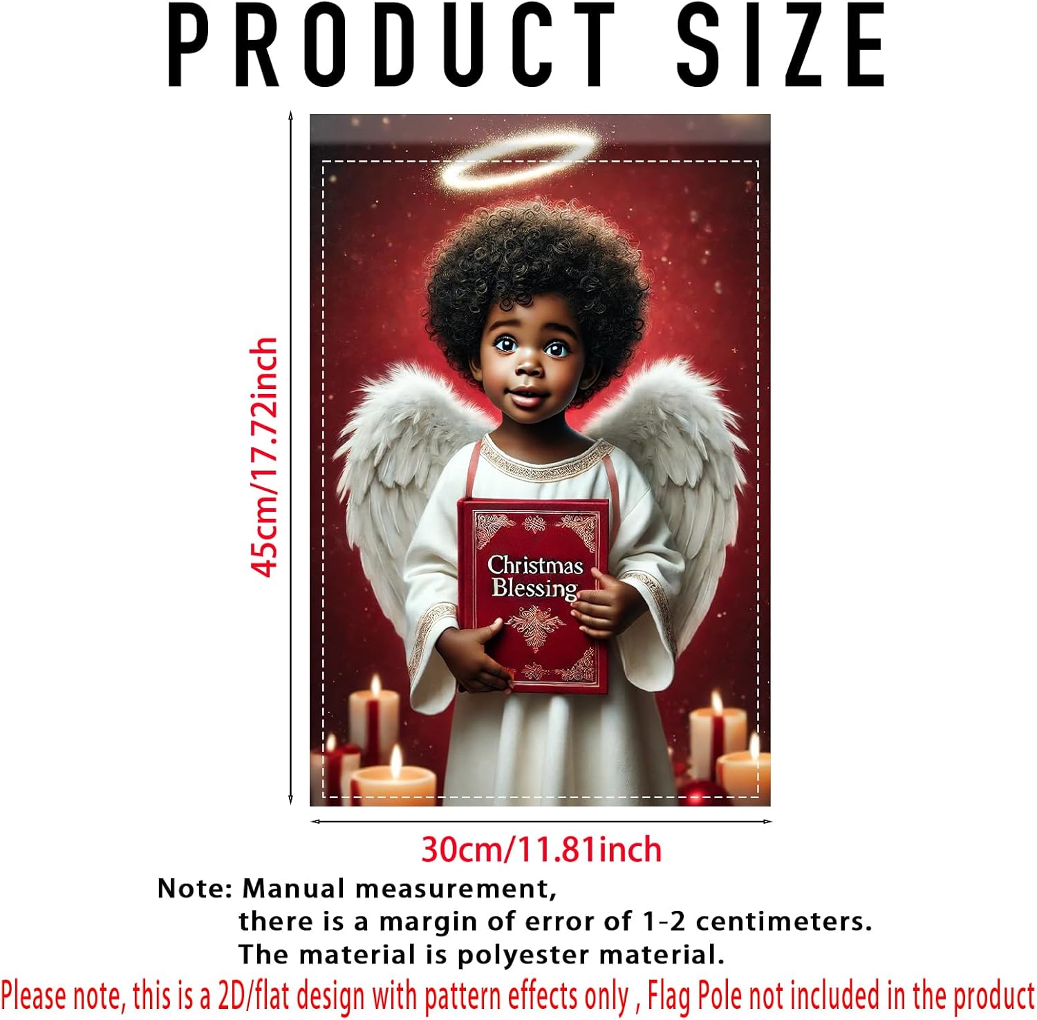 Nuxovilar Christmas Garden Flag 12x18 Inch - Angel with "Christmas Blessing" Scene Decorative Flag - Double-Sided Polyester, Fade Resistant for Outdoor Holiday Decorations - Image 3