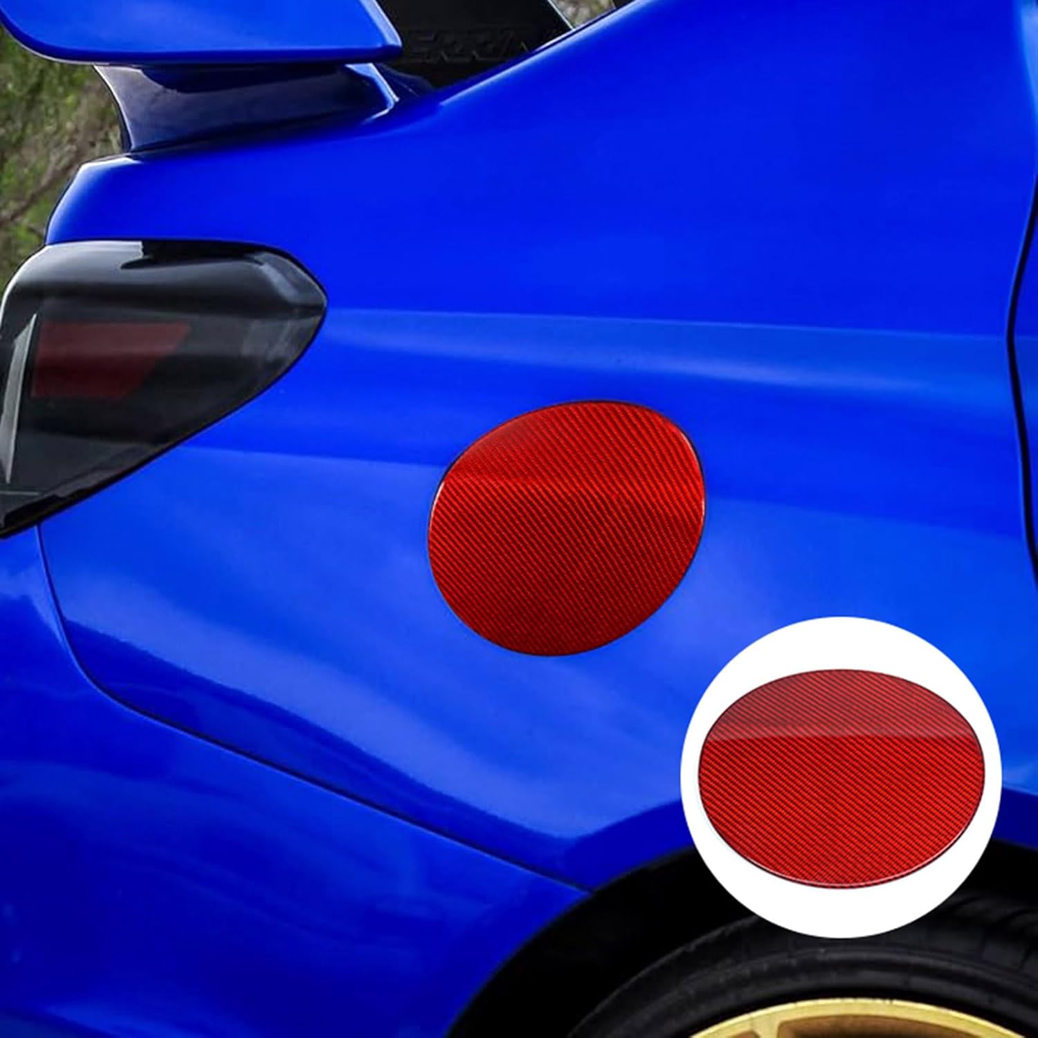 Real Carbon Fiber Car Gas Tank Cap Fuel Filler Door Trim Cover Compatible with Subaru BRZ 2015 2016 2017 2018 2019 2020 2021 (Red)