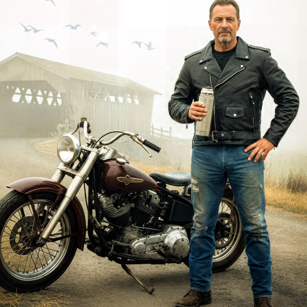 Hot Leathers JKM1002 Classic Men’s Motorcycle Leather Jacket with Zip Out Lining-Black-42