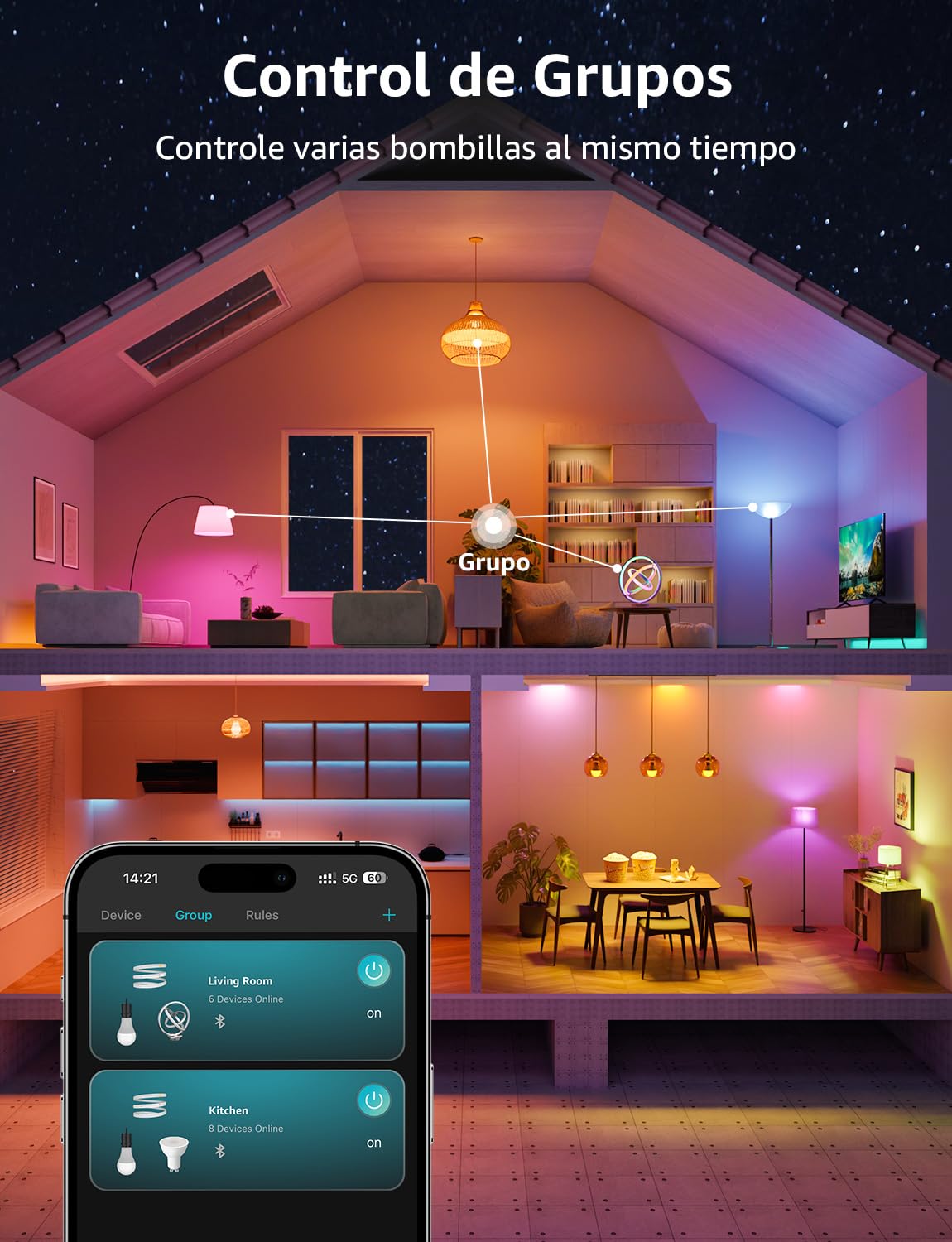 Lepro B3 AI Bombilla Inteligente Alexa, LED E27 12W RGB Regulable Bombillas, Wi-Fi Control de Voz y Sync de Música, Diseñador de Iluminación AI Personalizado, Funciona con Alexa, Google Home, 4Pcs