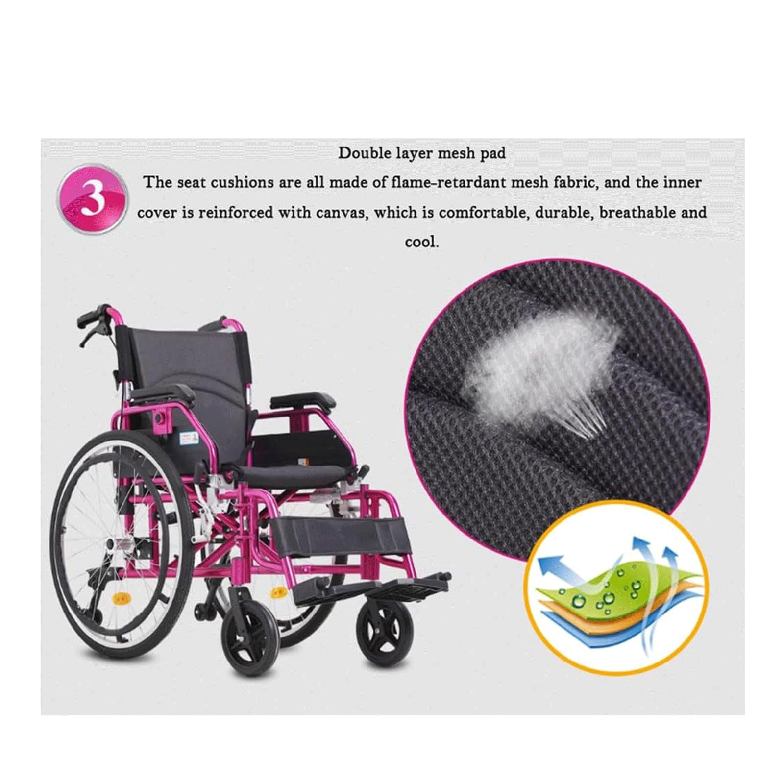 Silla de Ruedas de Transporte Silla de Ruedas Manual Ligera Y Plegable con Respy Reposabrazos Silla de Ruedas Autopropulsable