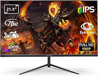 AISHICHEN 21.5 Inch Computer Monitor, Build-in Speakers, 75Hz 1080P, FHD Desktop Monitor, HDMI Monitor, Led Monitor, IPS Monitor with HDMI & VGA Ports, VESA Wall Mount, PC Monitor for Home Office