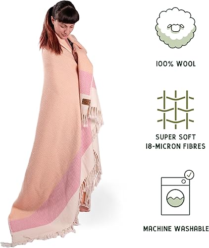 Miniatura 3 de Ritzy Manta 100% Lana Merino - 60 x 80 Pulgadas - Flor de Melocotón