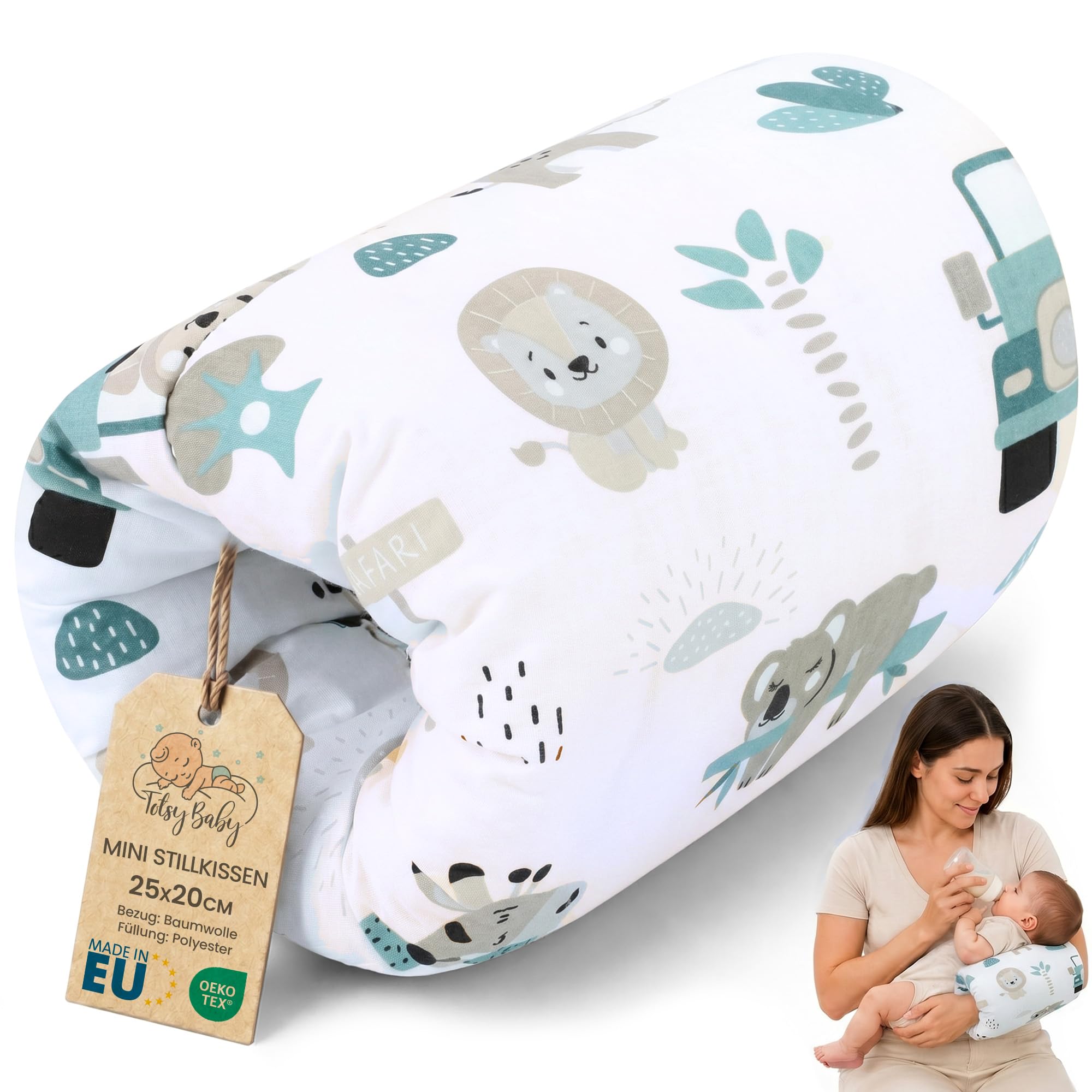 Totsy Baby Coussin Allaitement Bebe 20 cm - cousinettes Brassard d'allaitement pour bébé Petit oreillier de Grossesse et Nursing Breastfeeding Pregnancy Pillow Oeko-Tex Afrique Blanc