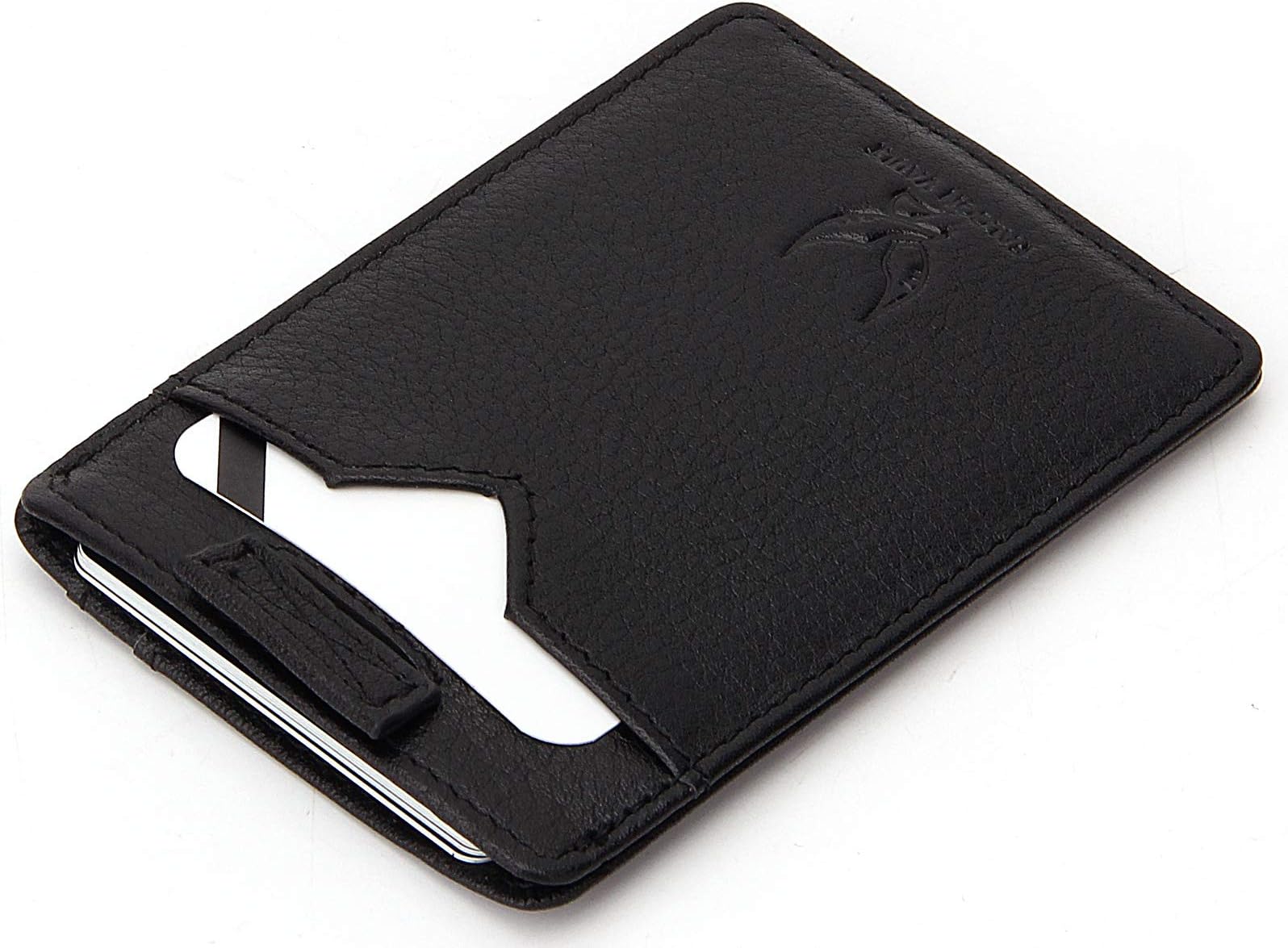 Merlin Slim Card Sleeve Wallet RFID Blocking Protection - Genuine Italian Leather - Slim Minimalist Card Holder with Retractable Function - Unique Design up to 10 Cards