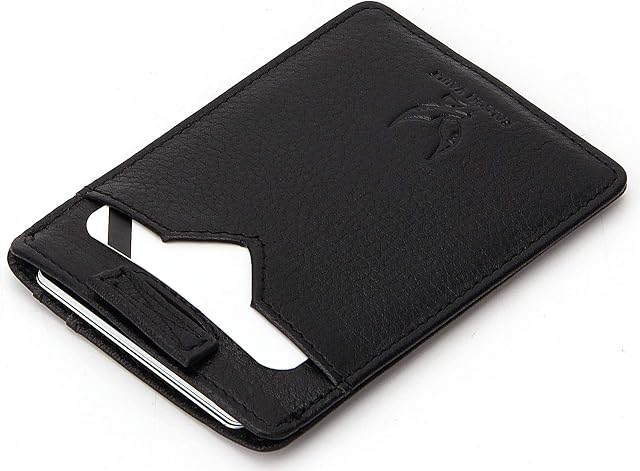 Falcon Vault Merlin Slim Card Sleeve Wallet RFID Blocking Protection - Genuine Italian Leather - Slim Minimalist Card Holder with Retractable Function - Unique Design up to 10 Cards