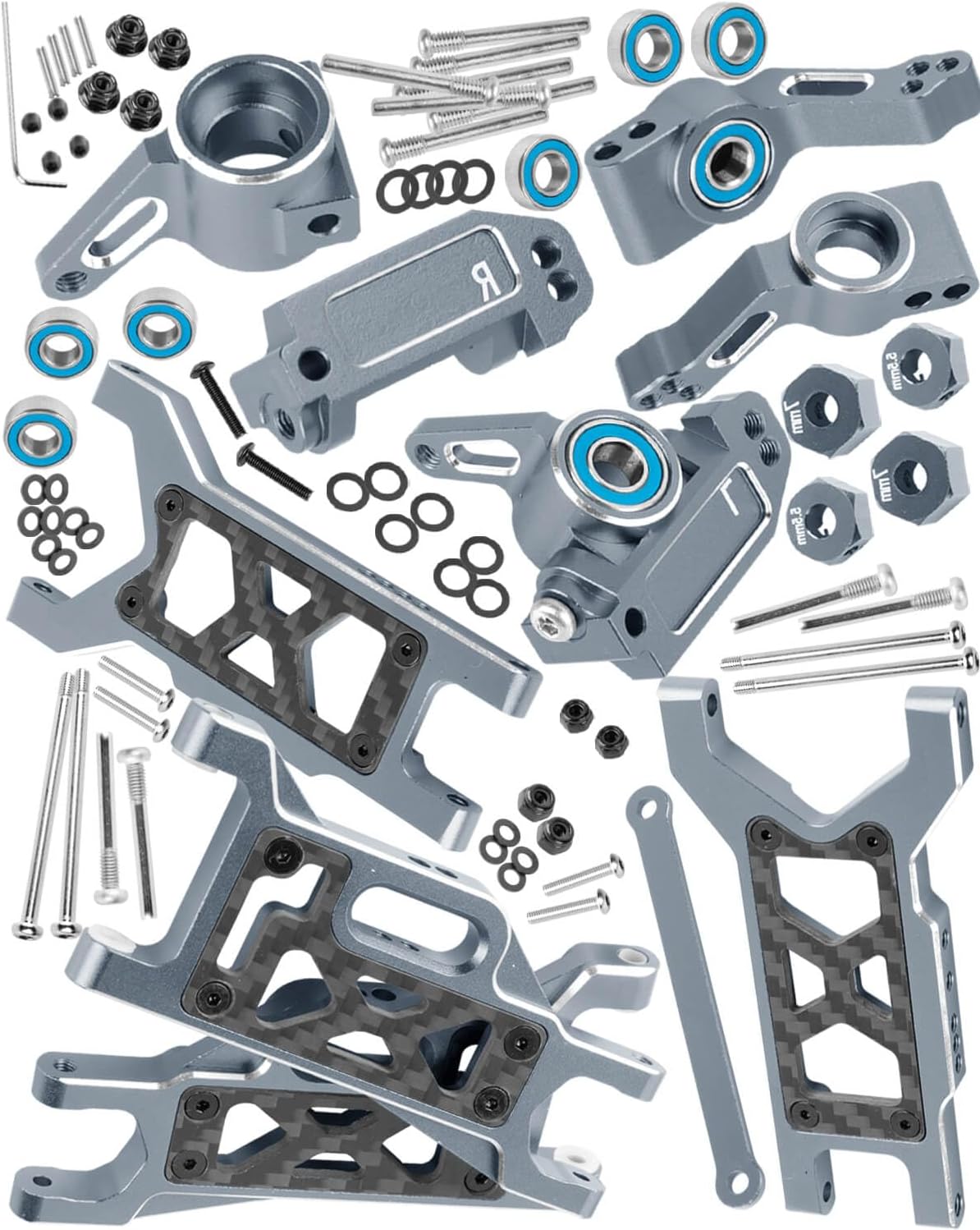 Upgrades Parts for 1/10 Slash VXL 2WD/Slash 2WD,Aluminum Front Rear Suspension A Arms & Caster Block&Steering Blocks&Rear Stub Axle Carriers,Red,(Only for Slash)