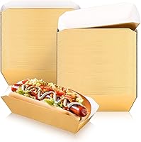 Vista 12 de Yeaqee 100 bandejas de papel de 7 pulgadas desechables para perros calientes, alimentos, nachos, botes para perros calientes, platos de comida Negro