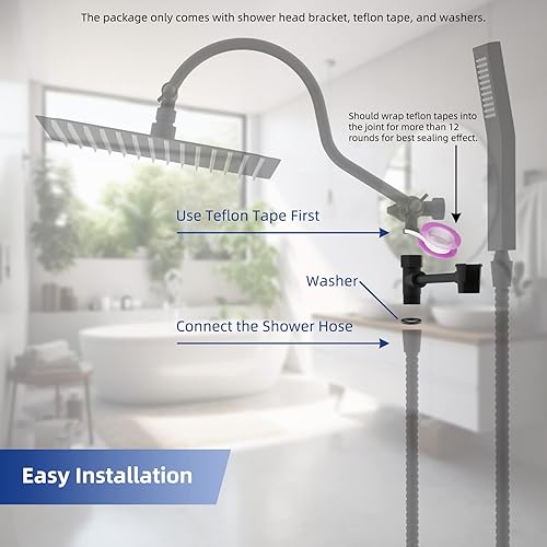 Miniatura 6 de Hibbent Soporte para cabezal de ducha de metal, soporte ajustable de latón macizo para cabezal de ducha de mano, vagabundo, rociador, soporte de