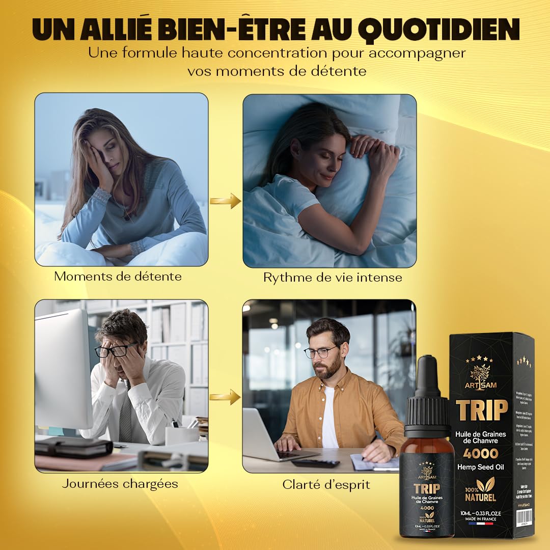 ARTISAM Huile de Graines de Chanvre Bio 4000 – Pressée à froid – Goût Neutre – Routine Bien-Être – Idéale Concentration & Détente – Vegan (Huile de graine de chanvre 4000)