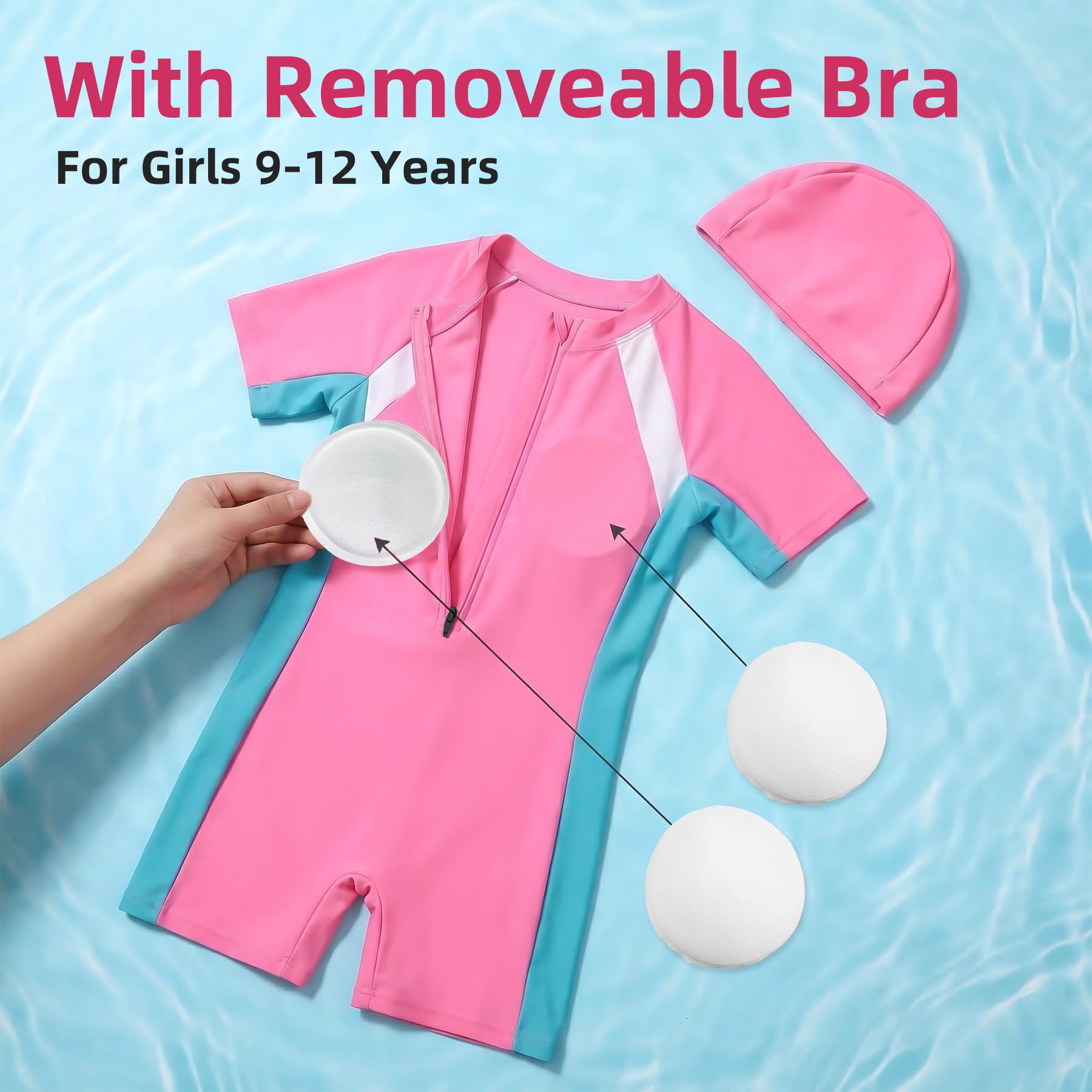 Costume Piscina Bambini Maniche Corte Costume Intero, 4-12 Anni | Costume da Bagno, Cuffia, Bambino Bambina Costumi da Bagno, Asciugatura Rapida, Cerniera, Estivo Spiaggia Surf Abbigliamento