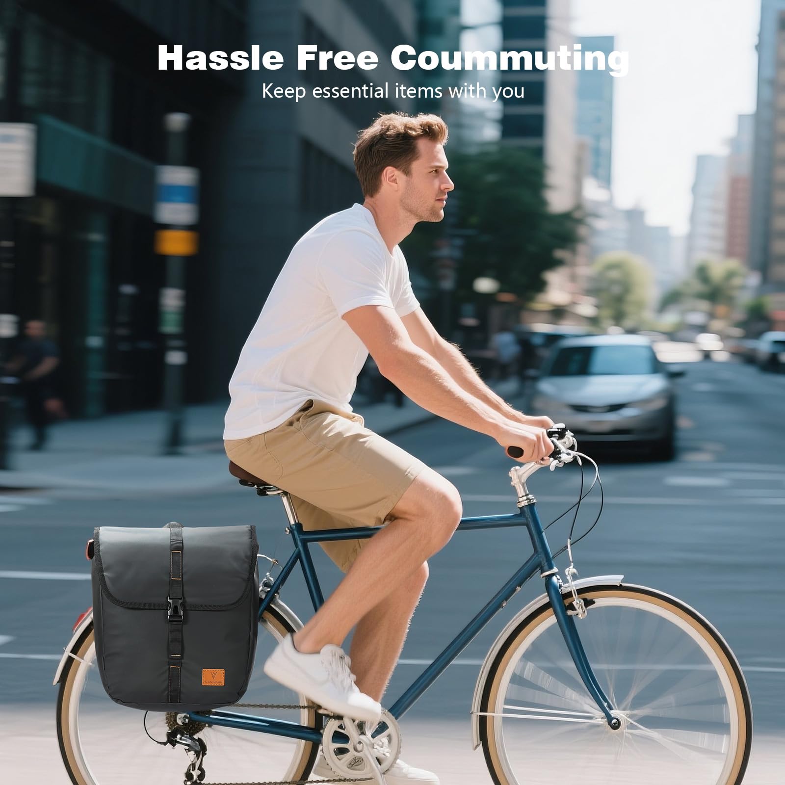 VARUN Borsa Bici, Borse Bici Posteriore Laterali Impermeabile 600D, Borse Laterali Bici con Grande Capacità di 20L, Design a Installazione Rapida, Adatta alla Maggior Parte dei Portapacchi Bici Poste