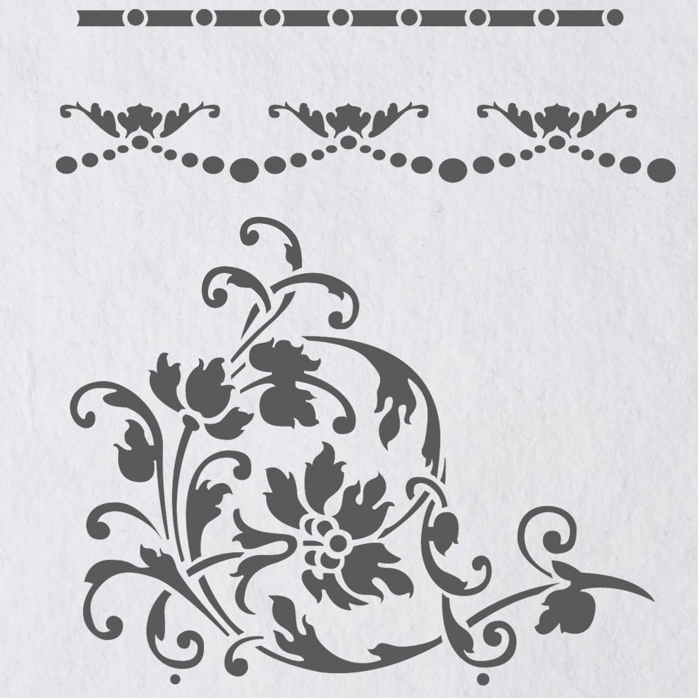 Borders and Corner Stencil Template Hue, Decorating Pattern for DIY Wall Decor