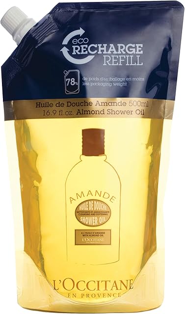 L'OCCITANE Almond Shower Oil Eco Refill 500ml| Almond Oil Luxury Body Wash| Moisturising and Nourishing
